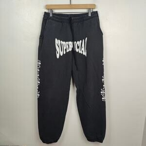 Superficial Sweatpants Mens Large Black Los Angeles Joggers Skeletons Streetwear